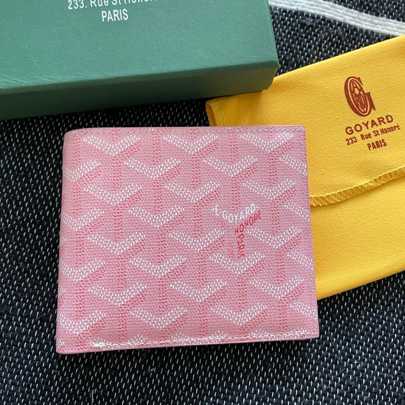 Goyard Bags Goyard Bifold Wallet In Pink With Yellow Lining Box And
